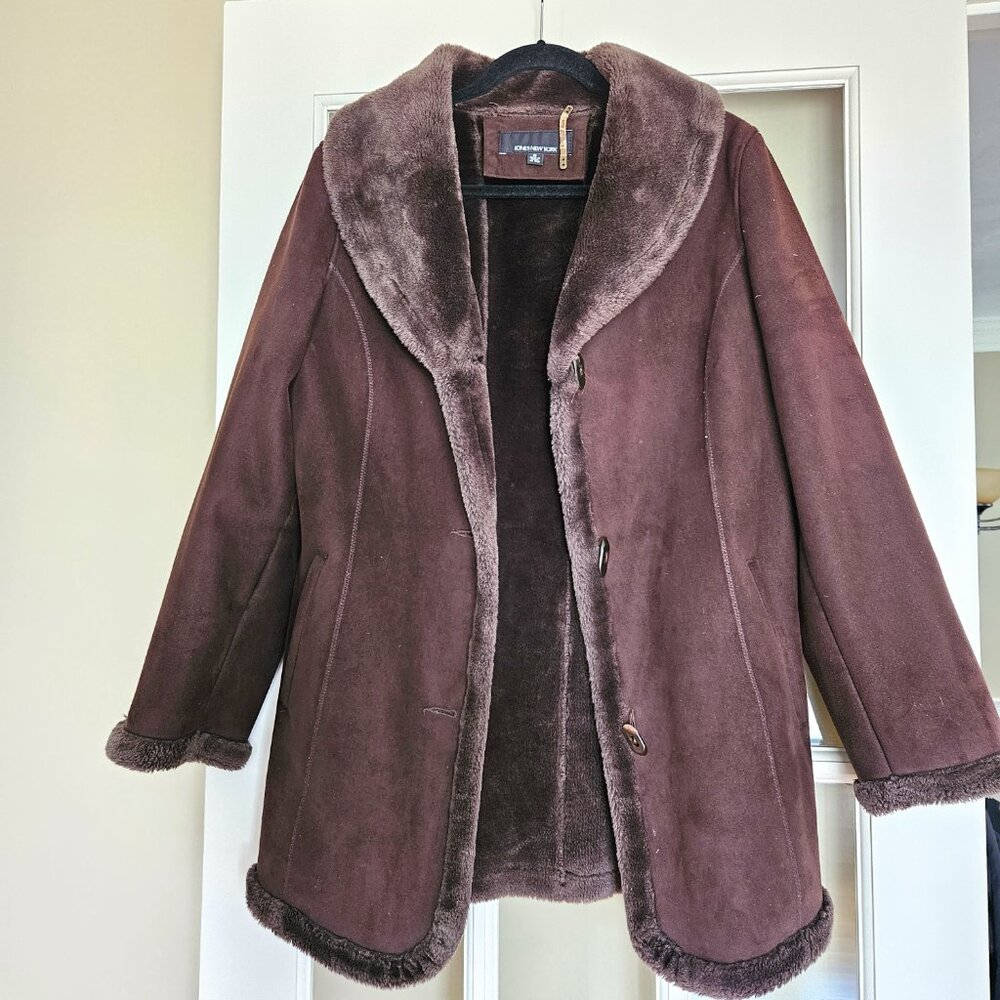 Jones New York Faux Suede and Fur Winter Coat